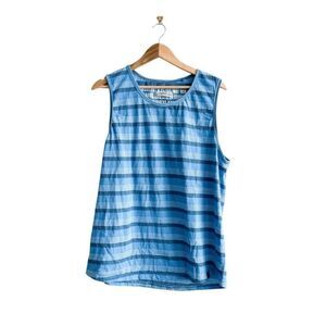 Projek Raw Mens Pullover Crew Neck Striped Sleeveless Tank Top Blue Size XL